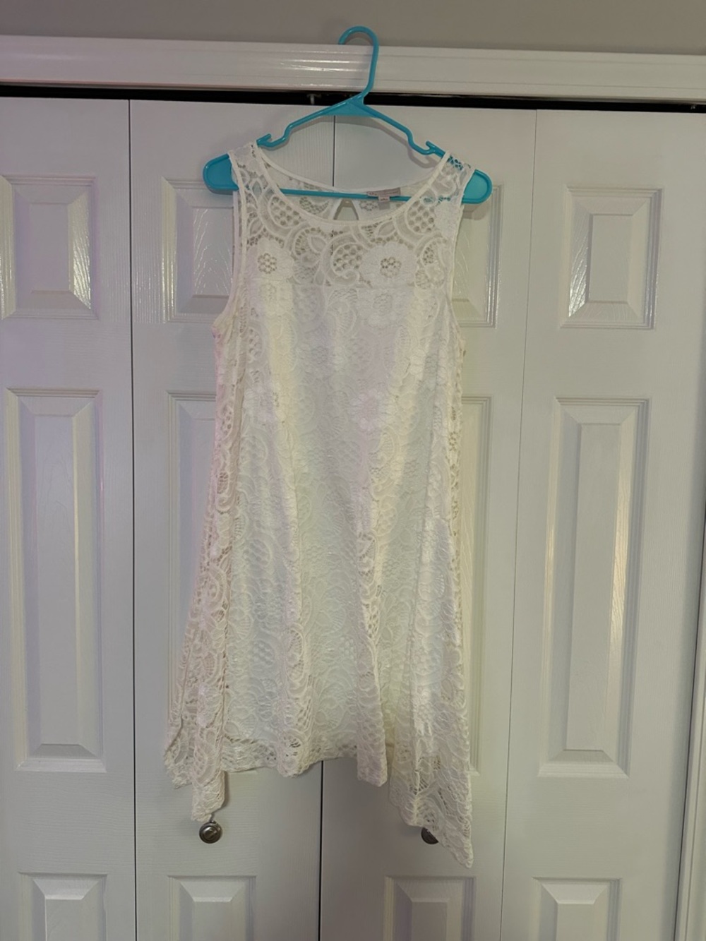 Lace Overlay Mini Dress in White